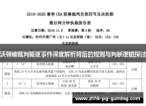 沃顿被裁判驱逐事件深度解析背后的规则与判断逻辑探讨
